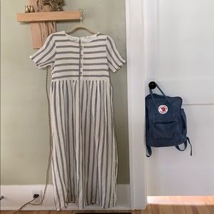 Striped Linen Blend Midi Dress